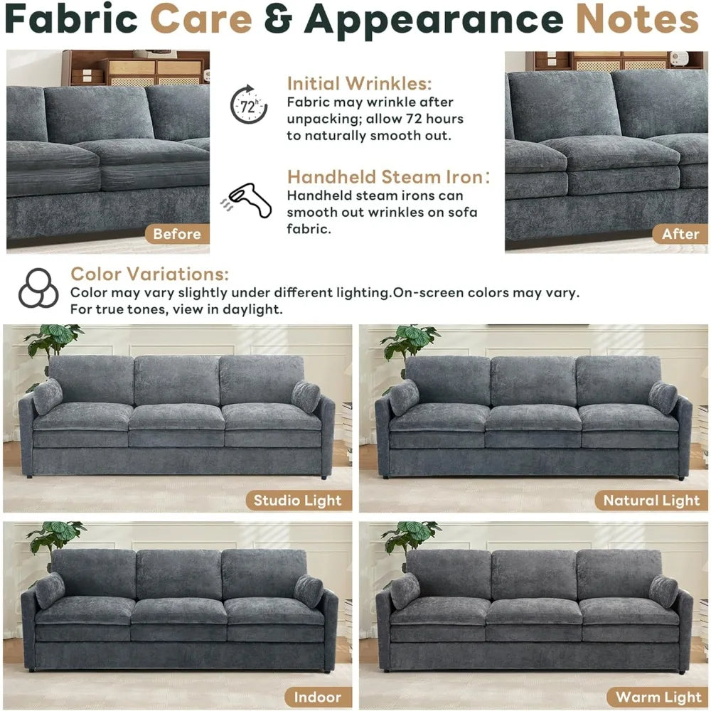 Modern 89 Inch Cloud Sofa Couch with Plush Foam Cushions and Pillows