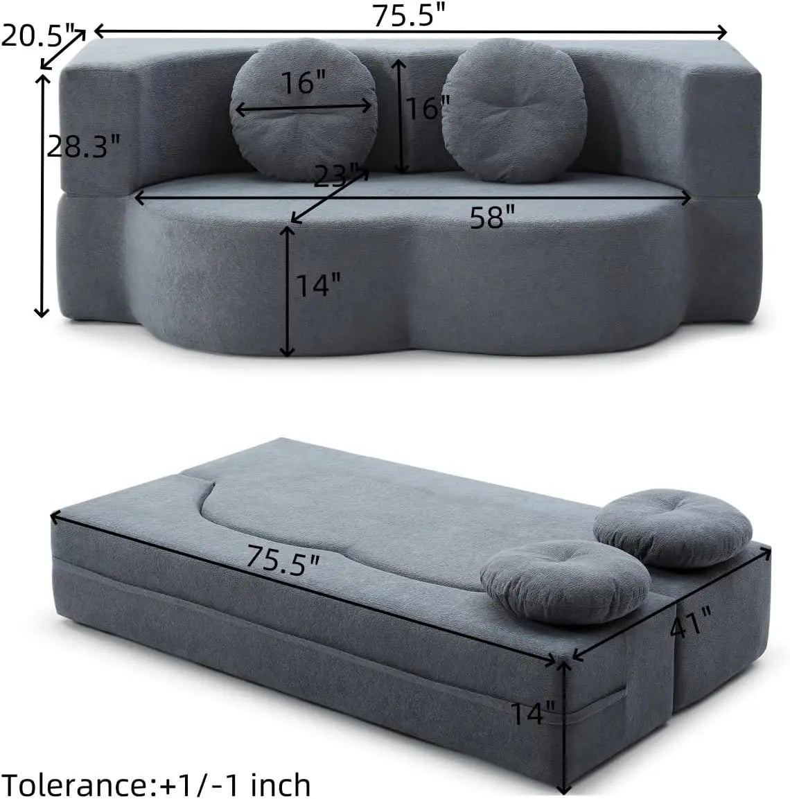 Ljustra Convertible Folding Sofa Bed Memory Foam Sleeper Couch