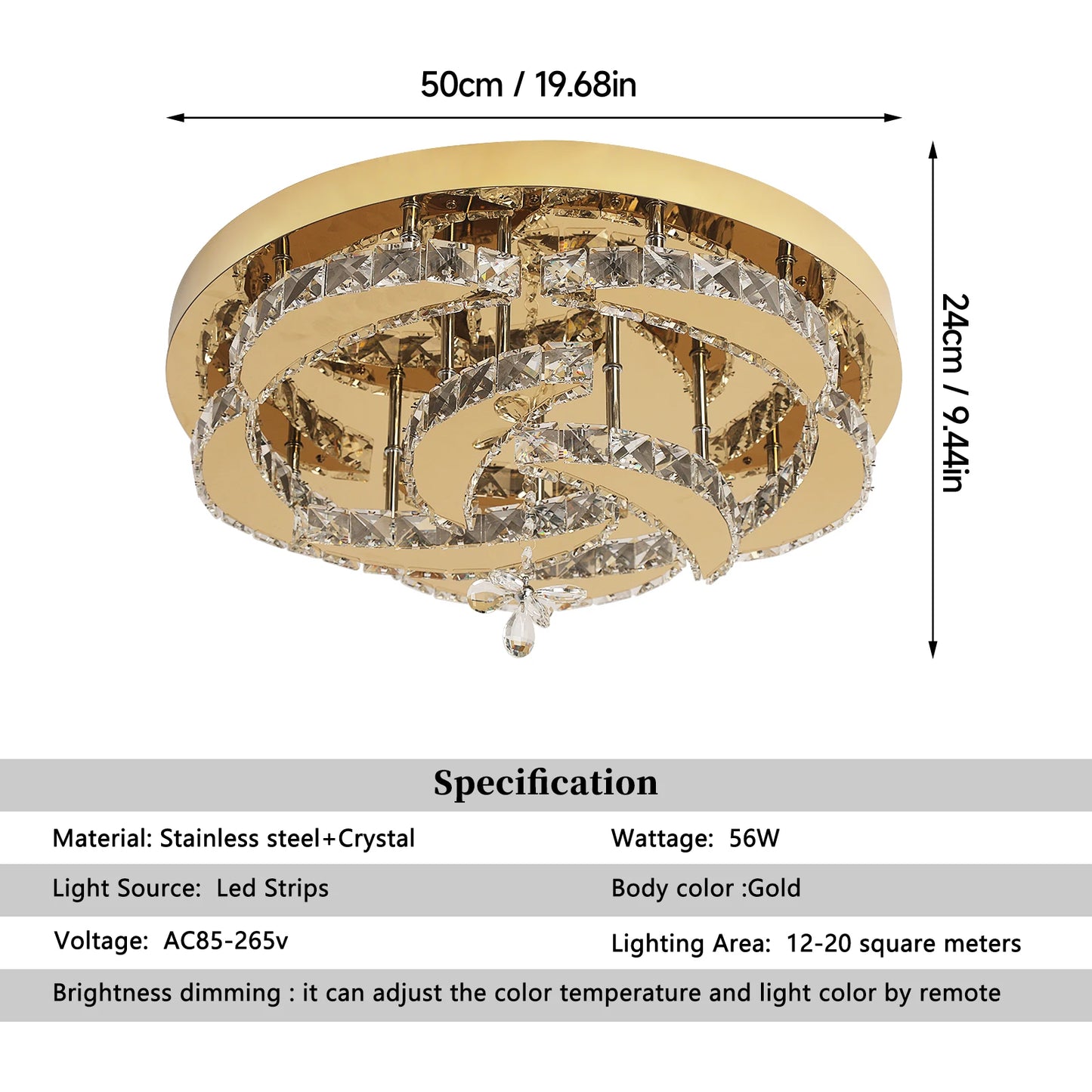 Modern Crystal Drop Chandelier LED Ceiling Light Home Decor