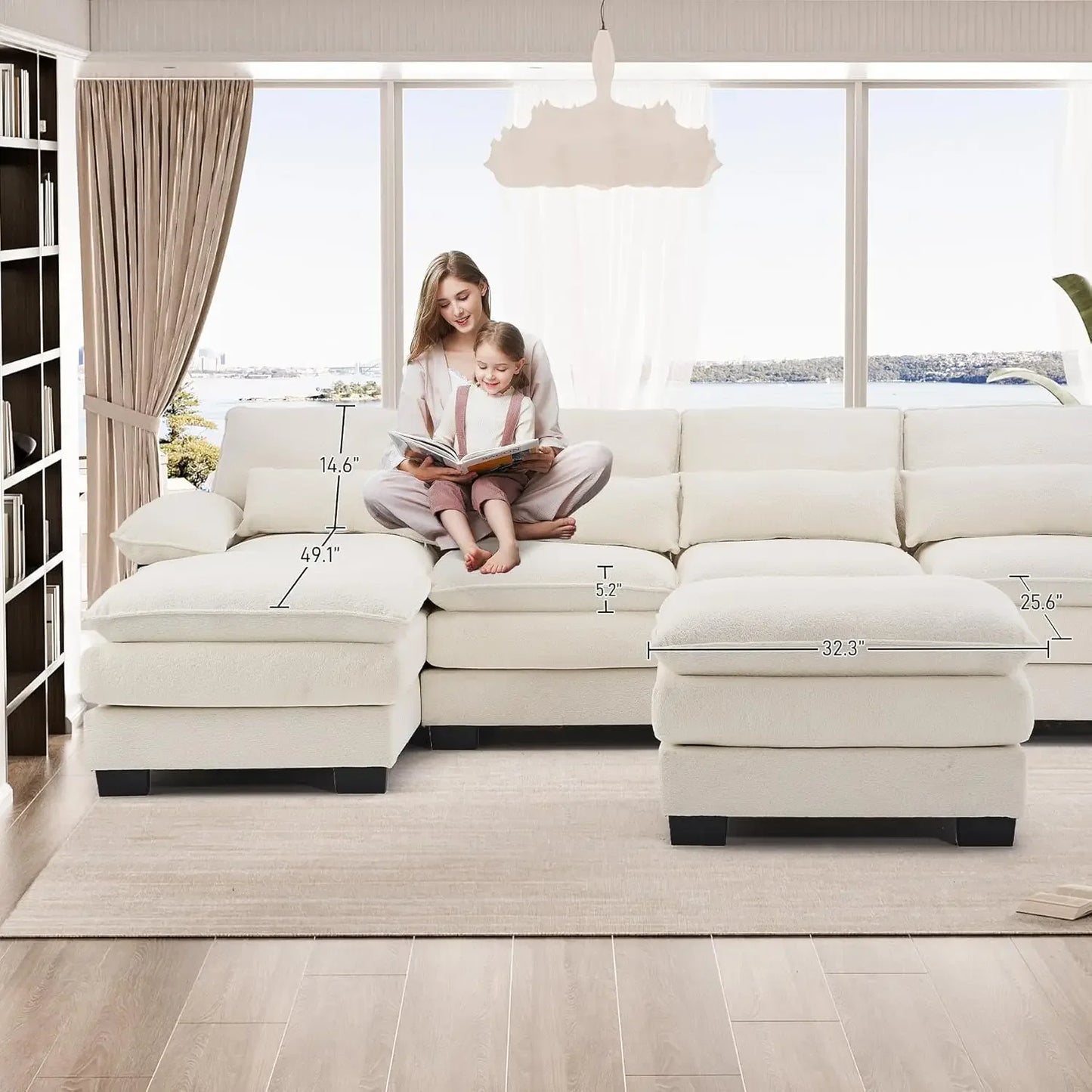 Ljustra U Shape Sectional Sofa Cloud Couch Living Room Comfy Modular Sofa