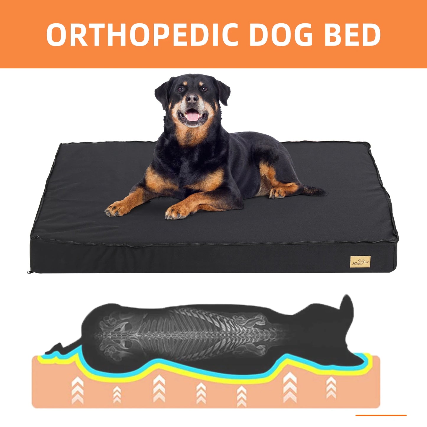 Orthopedic Dog Bed for Large Dogs Waterproof Non-Slip Machine Washable