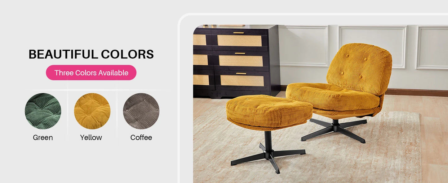 Ljustra Modern Foldable Accent Chair 360° Swivel Upholstered Lounge