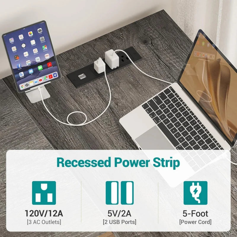 Reversible L Shaped Gaming Desk with USB Ports and Storage Shelf