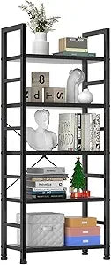 Modern 5 Tier Bookshelf Tall Bookcase Industrial Storage Organizer