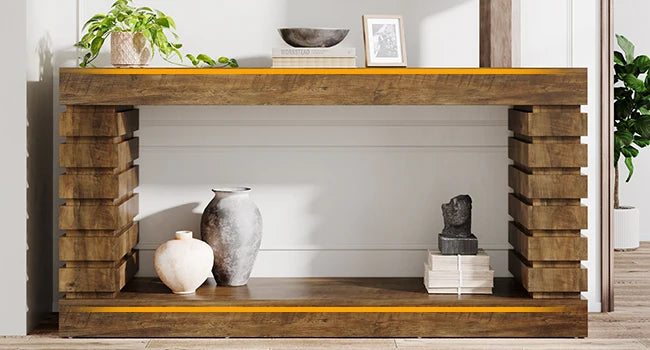 70.8-Inch Console Table Narrow Entryway Sofa Table with Storage