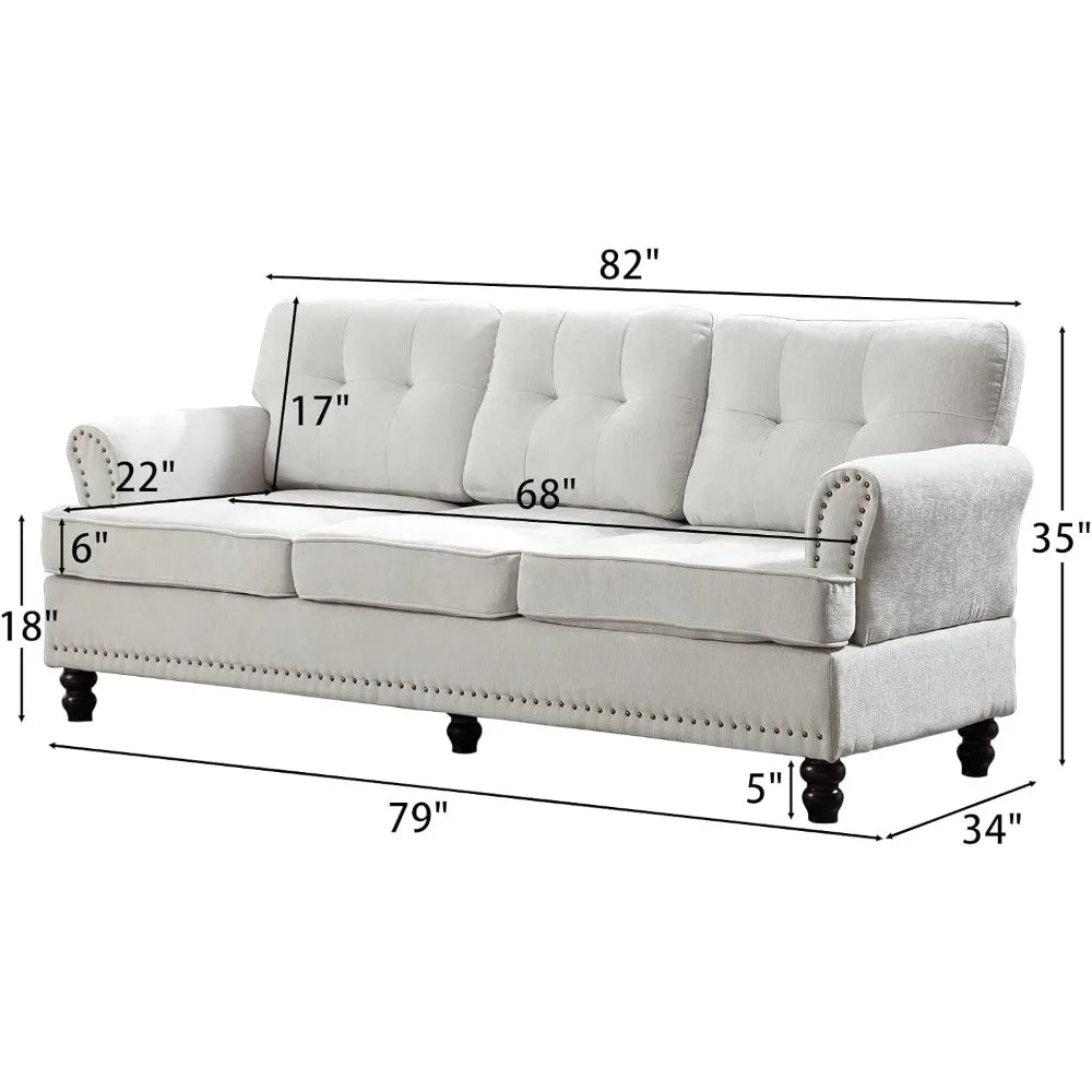 Ljustra 3 Seat Loveseat Sofa Rivet Design Mid-Century Modern