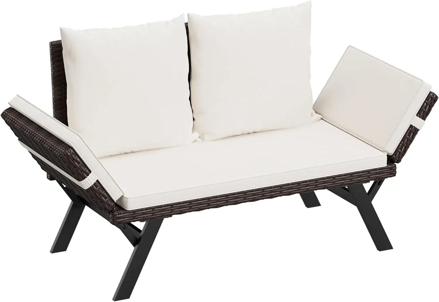 Ljustra Outdoor Convertible Sofa Woven Rattan Patio Furniture Sunbed