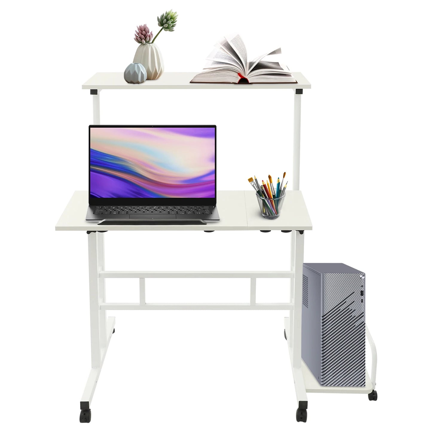 Multi Functional Foldable Desk Adjustable Computer Table with Wheels
