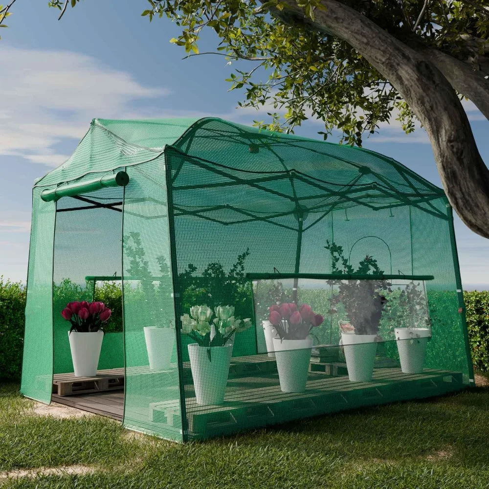 Portable 11x8.5 FT Walk-in Greenhouse Heavy Duty Adjustable Canopy