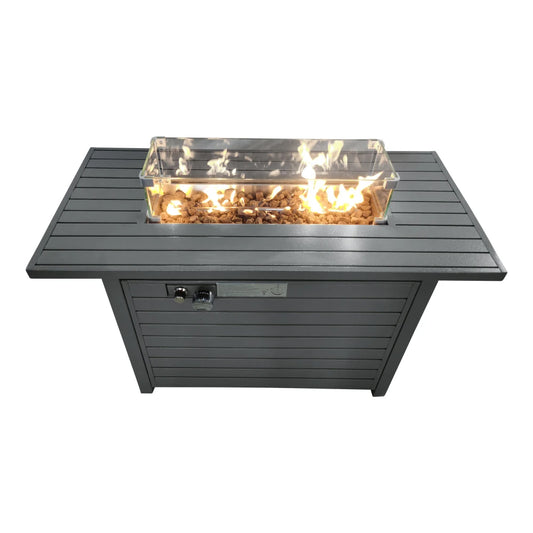 42'' Steel Propane Outdoor Fire Pit Table with Lid for Backyard Patio