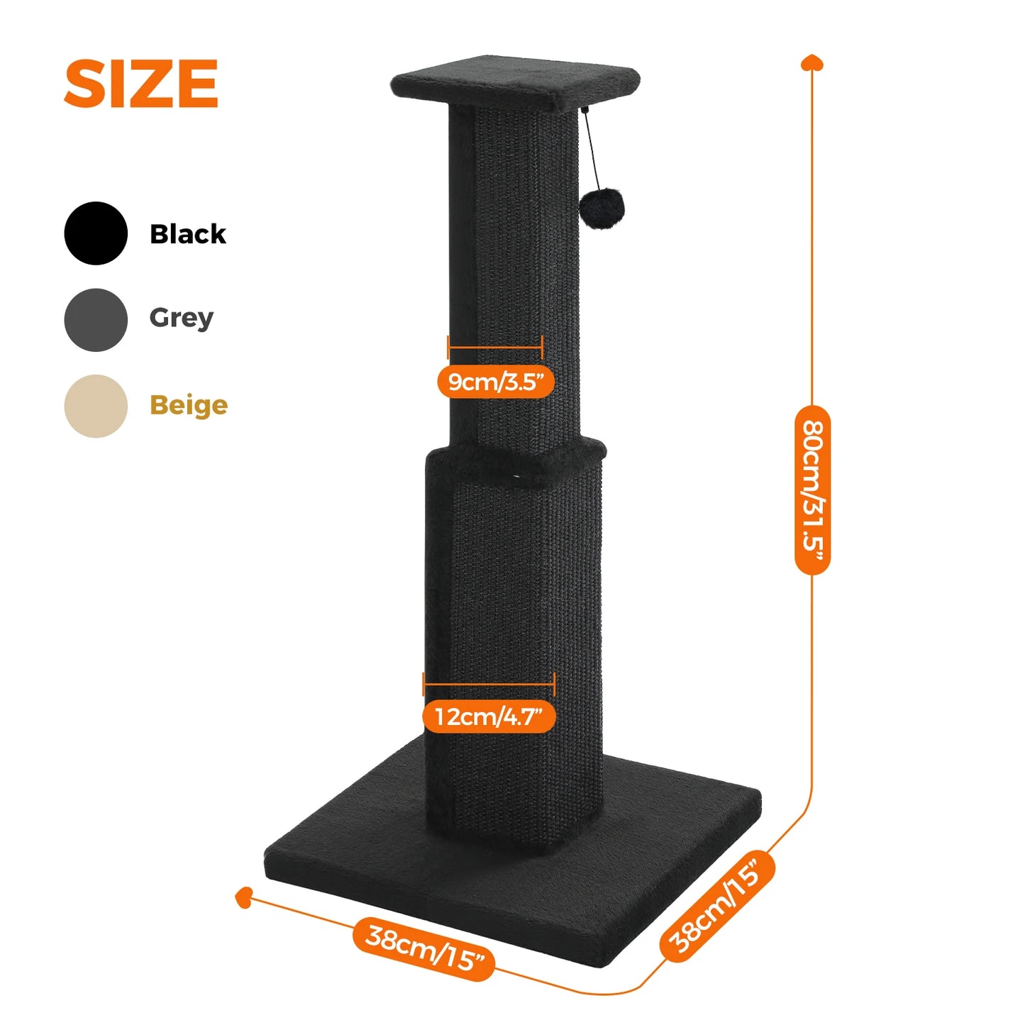 Ljustra 80CM Cat Tree Scratching Post Durable Plush Perch Indoor Furniture