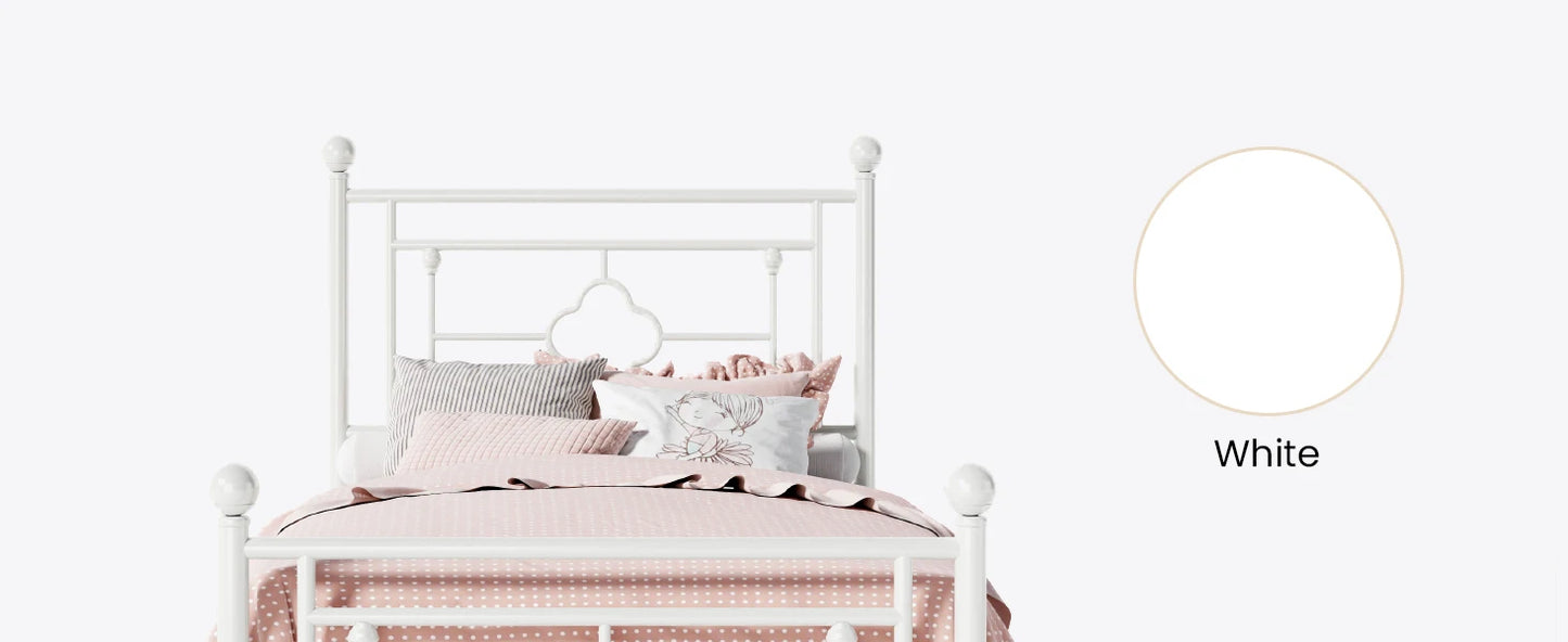 Vintage Twin Size Metal Platform Bed Frame with Headboard and Footboard