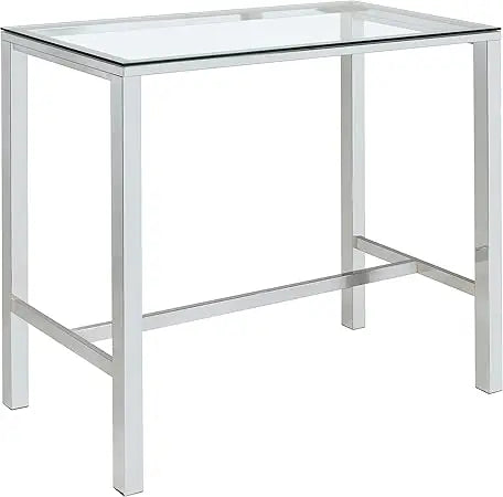 Ljustra 47 Inch Rectangular Bar Table Tempered Glass Chrome Legs