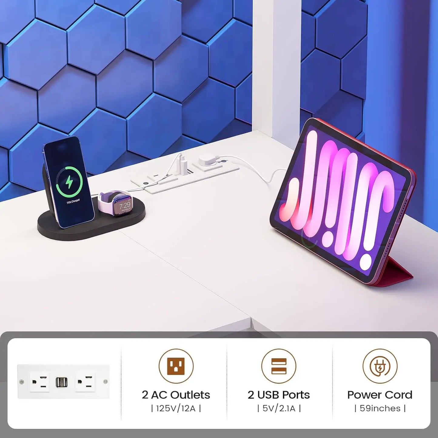 Stairway Twin Loft Bed with L Shaped Desk Wardrobe LED Lights Fabric Drawers