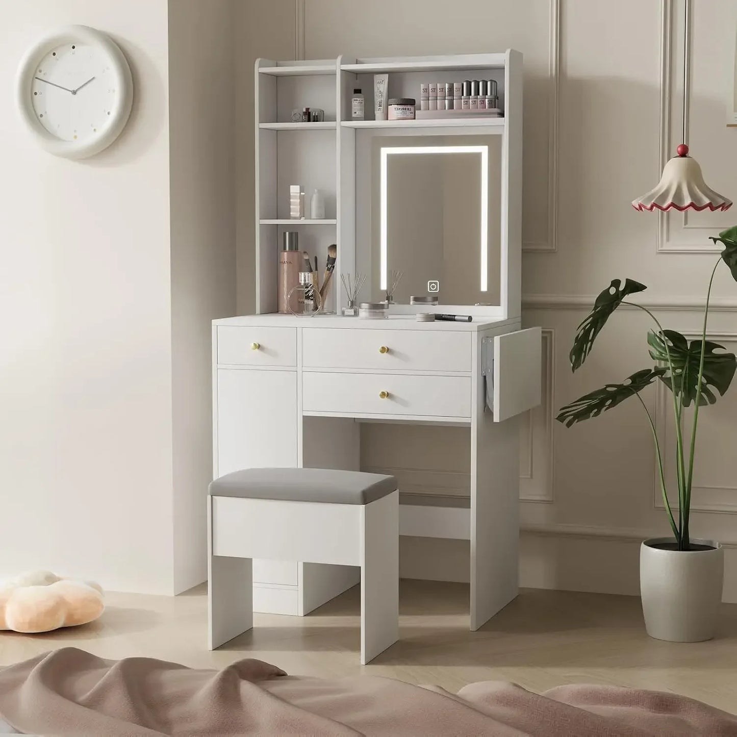 Best Seller Vanity Desk with Mirror and Lights Storage Makeup Dressing Table