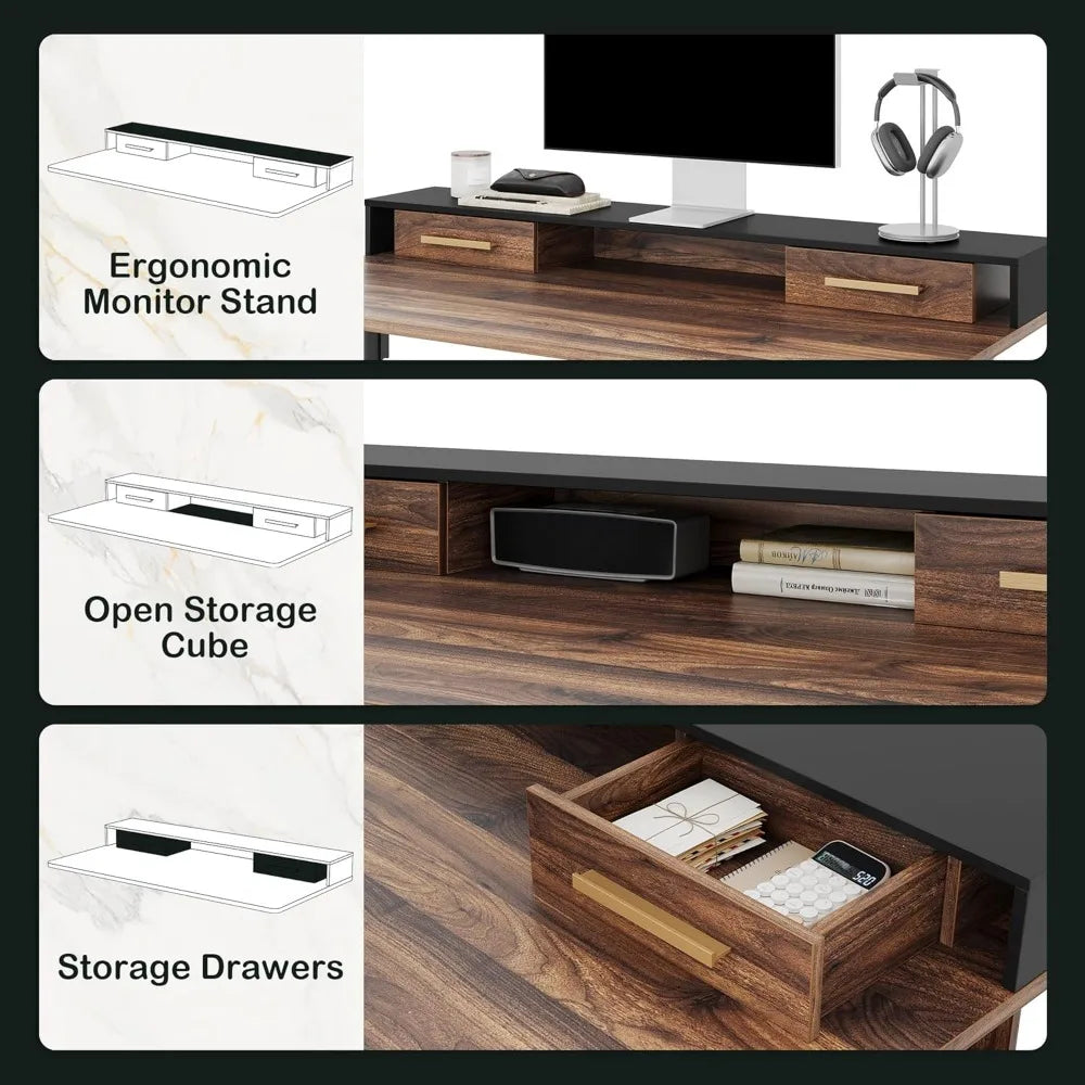 Electric Standing Desk with 4 Drawers Height Adjustable Home Office