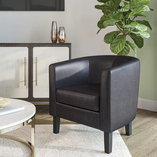Living Room Barrel Accent Chair Cozy Upholstered Club Tub Chair