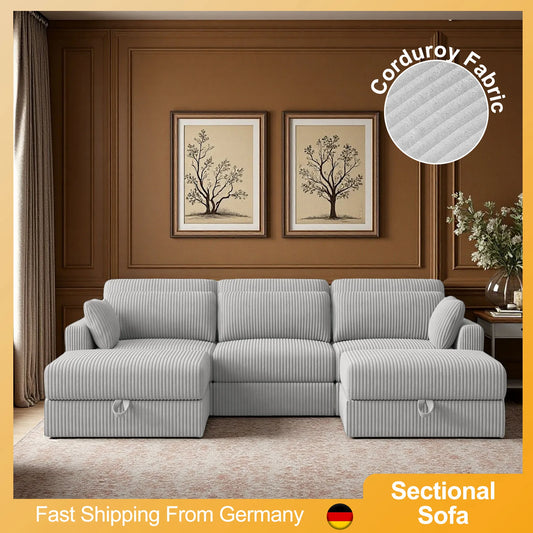 Corduroy Modular Sectional Sofa Modern Cloud Couch Living Room Furniture