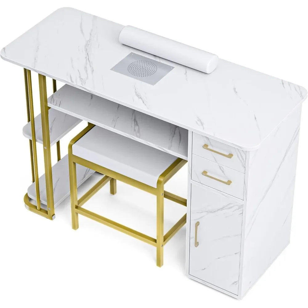 Professional Manicure Table with Dust Collector and Storage Solutions