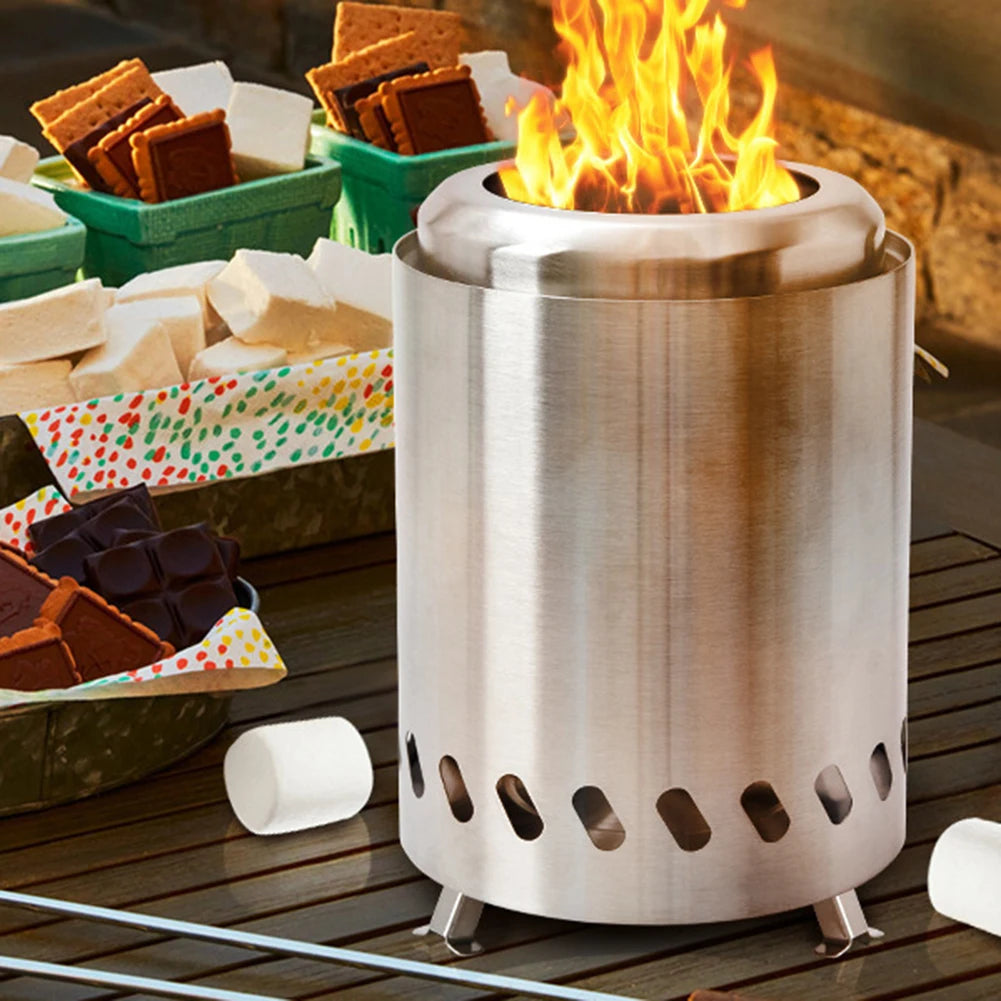 Smokeless Tabletop Fire Pit Stainless Steel Indoor Outdoor Portable Bonfire