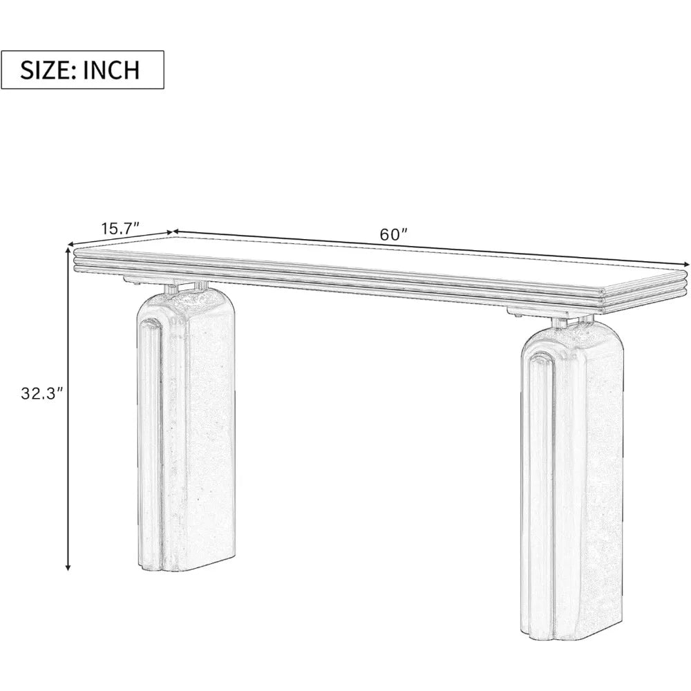 60 Inch Elegant Console Table Acacia Veneer Entryway Side Table