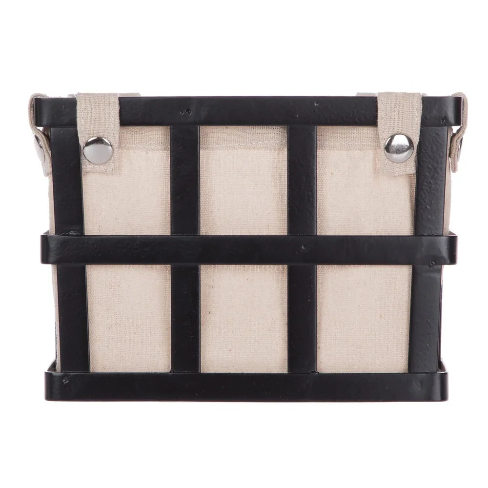 Black Metal Storage Basket with Removable Liner for Home Organization