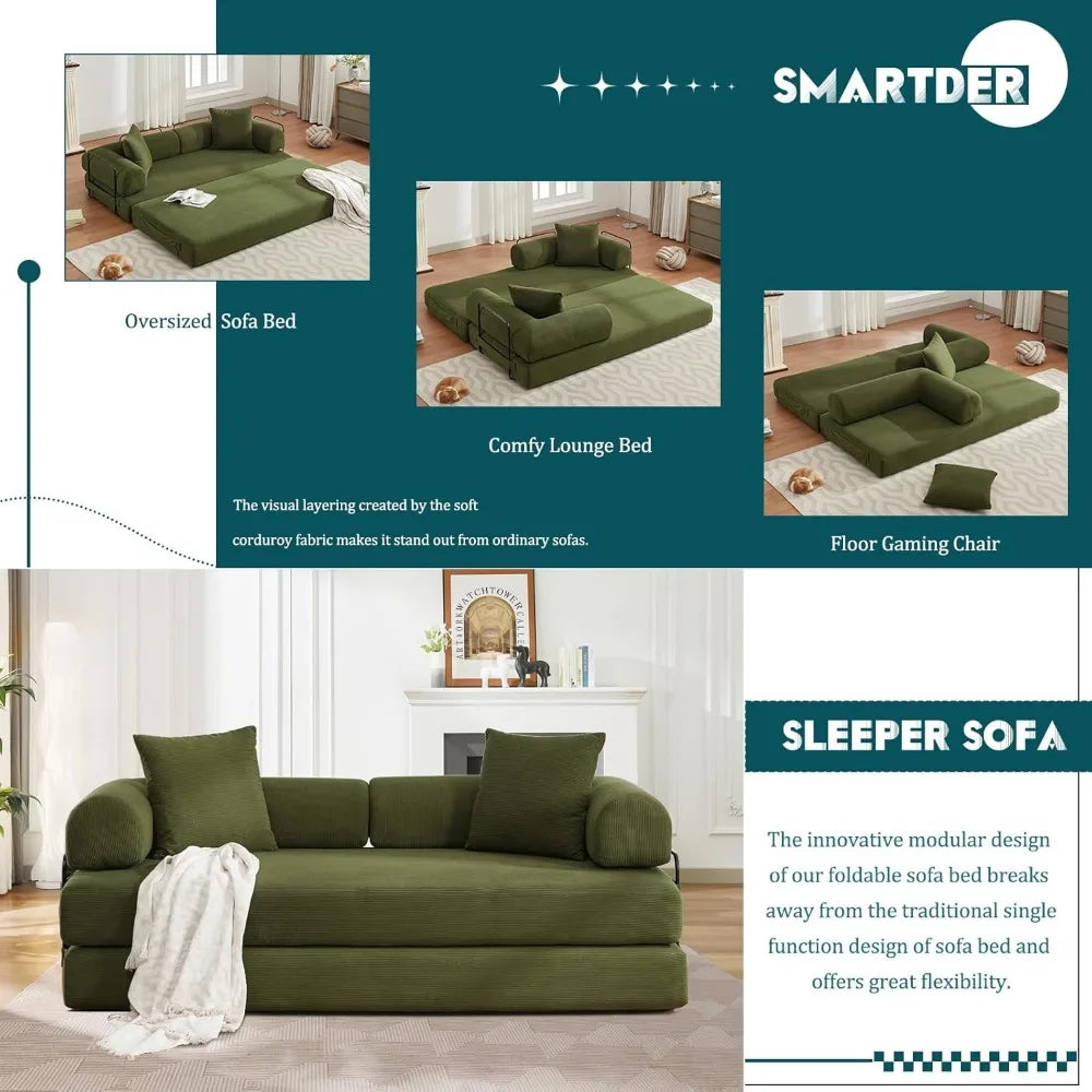 Ljustra Convertible Folding Sofa Bed Modular Floor Couch with Pillows