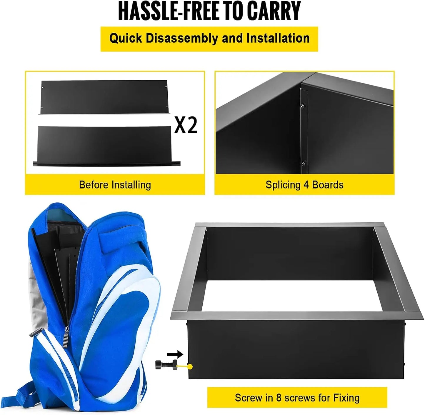 Fire Pit Ring 36 Inch DIY Steel Insert Outdoor Patio Backyard Heating