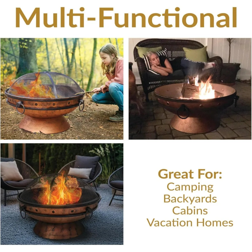 Large Outdoor Fire Pit Wood Burning Cauldron for Patio Backyard Camping