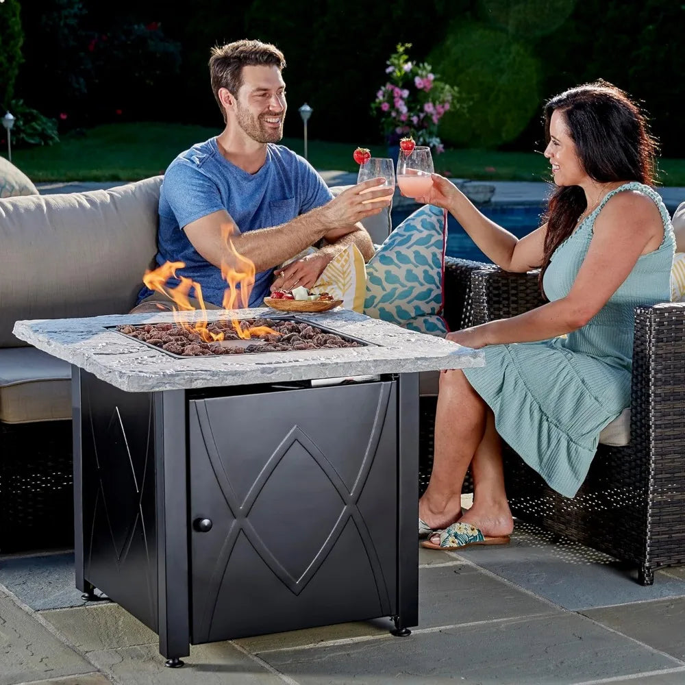 30 Inch Propane Gas Outdoor Fire Table with Stainless Steel Top