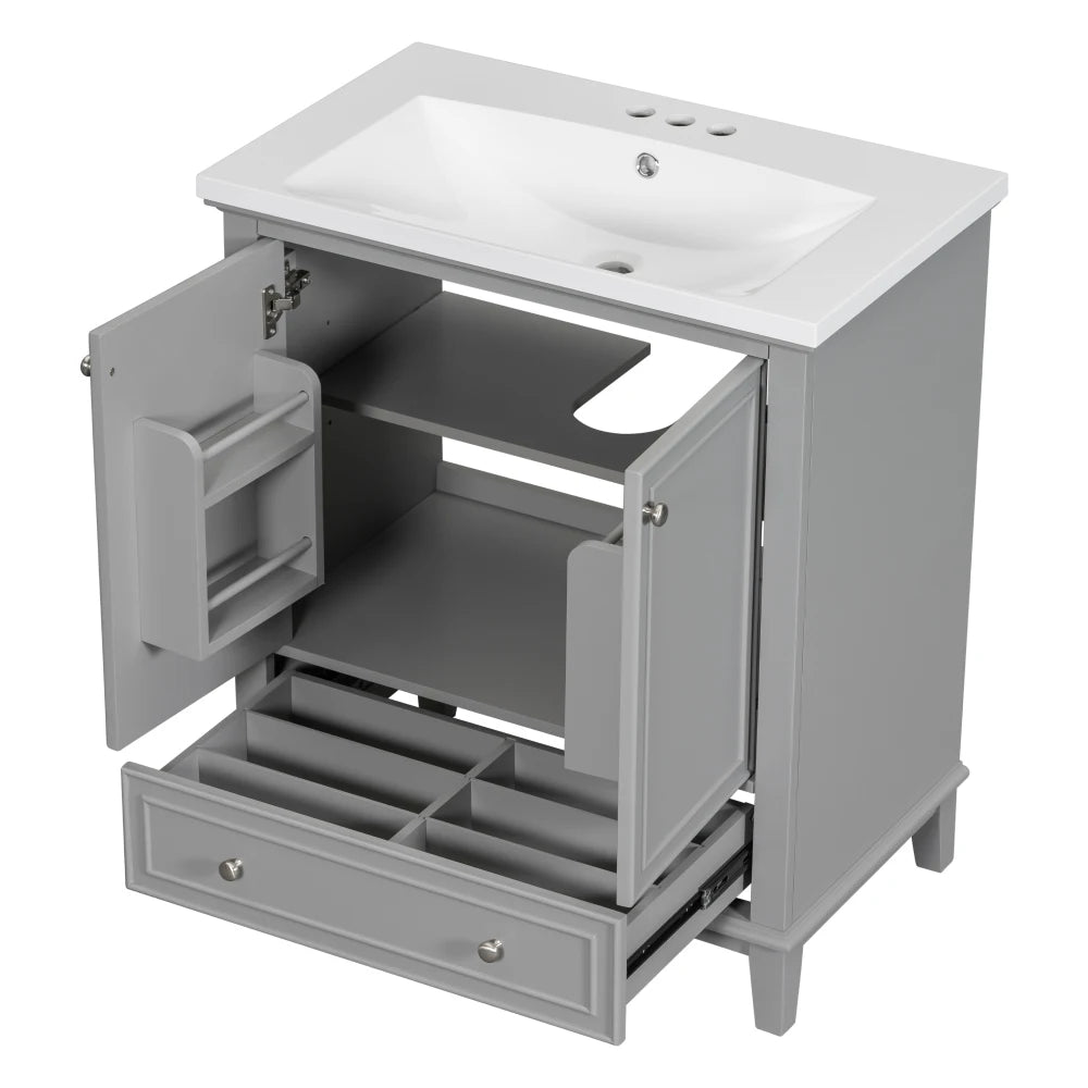 30 Bathroom Vanity Sink Combo Solid Wood MDF Cabinet Storage Modern
