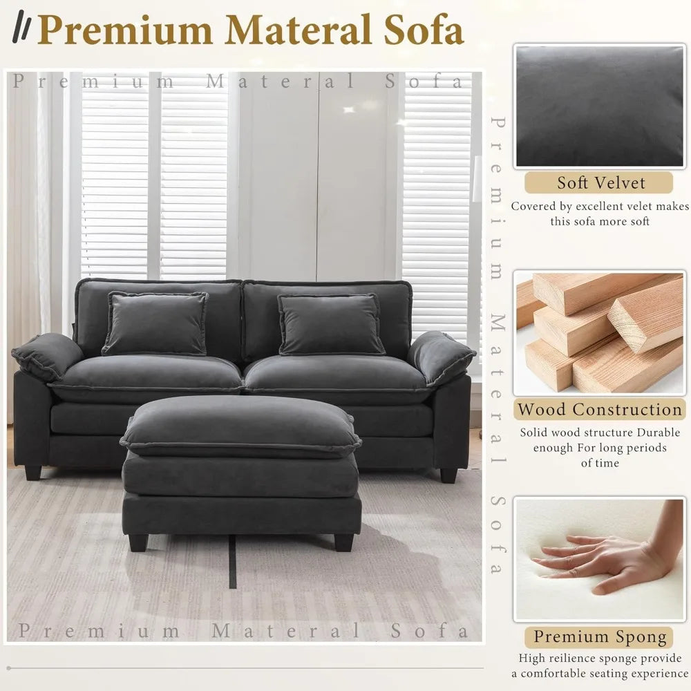 Ljustra Modular Sectional Sofa Comfy Cloud Couch Velvet Sleeper