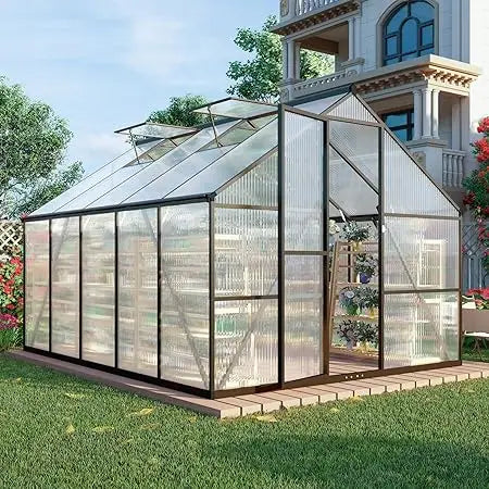 CQZY 8x10 FT Greenhouse Outdoor Sturdy Weather-Resistant Garden Space
