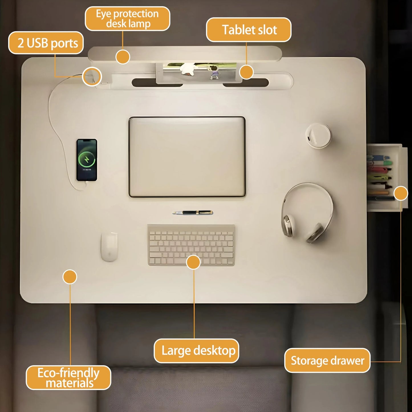 Laptop Desk for Bed Adjustable Lap Desk with LED Light Storage Drawer