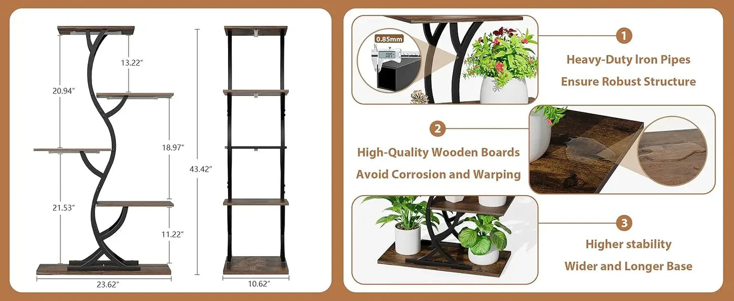 Indoor Plant Stand with Grow Lights 5 Tier Metal Shelf for Plants