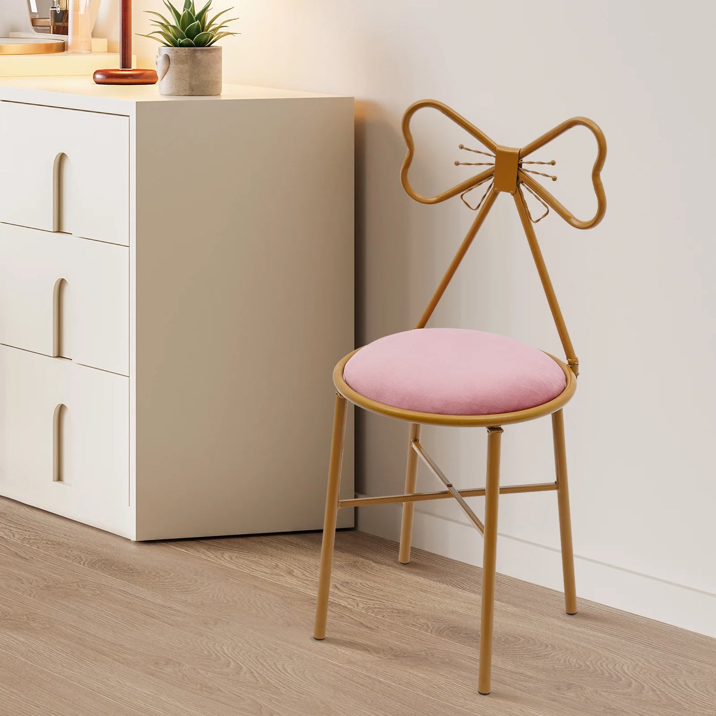 Butterfly Vanity Chair Makeup Dining Chair with Backrest 100kg Capacity