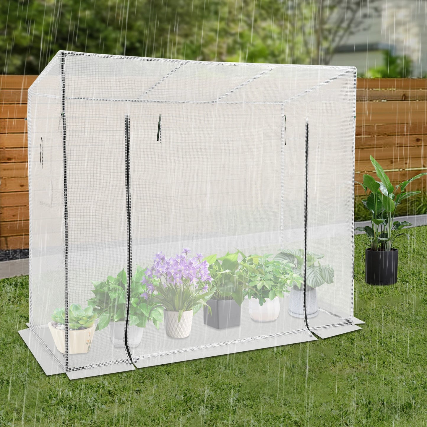 Green House Kit Outdoor Greenhouse Plant Storage PE Cover 200x77x170cm