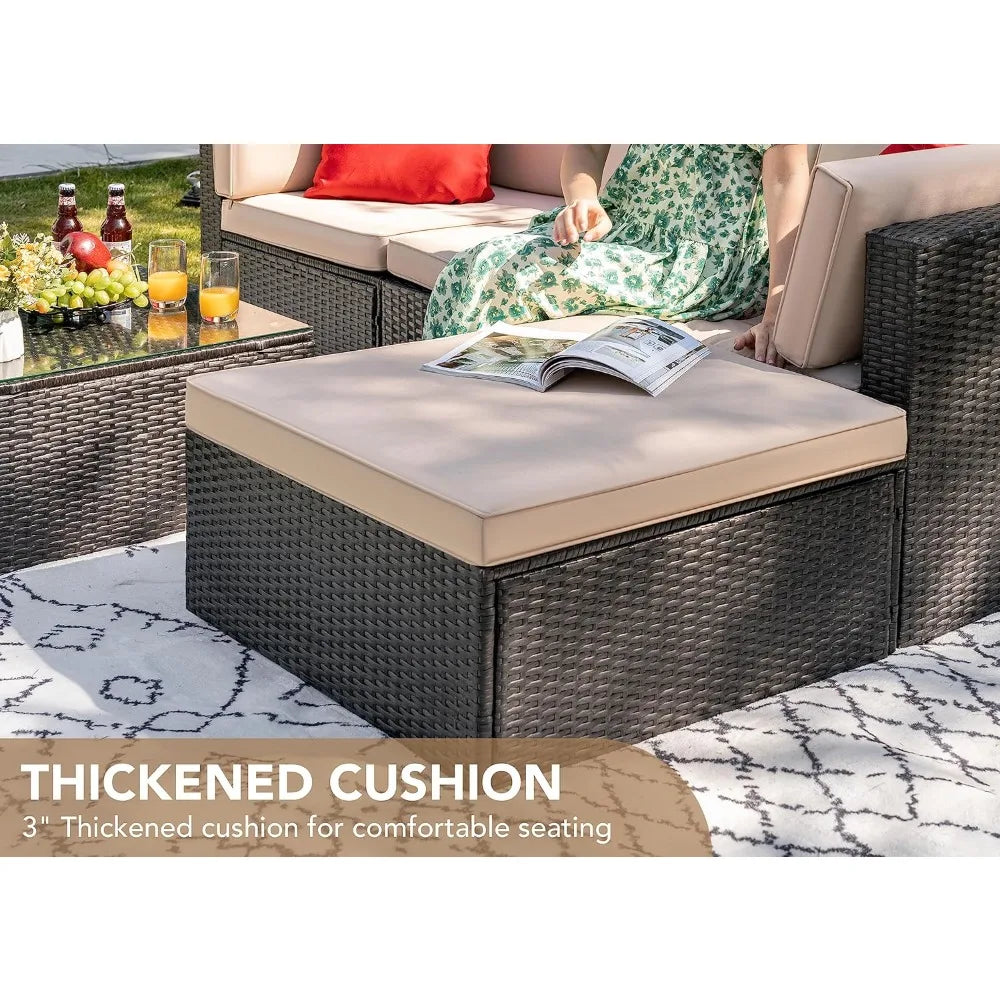 Ljustra 5 Piece Patio Furniture Set All Weather Sectional Sofa