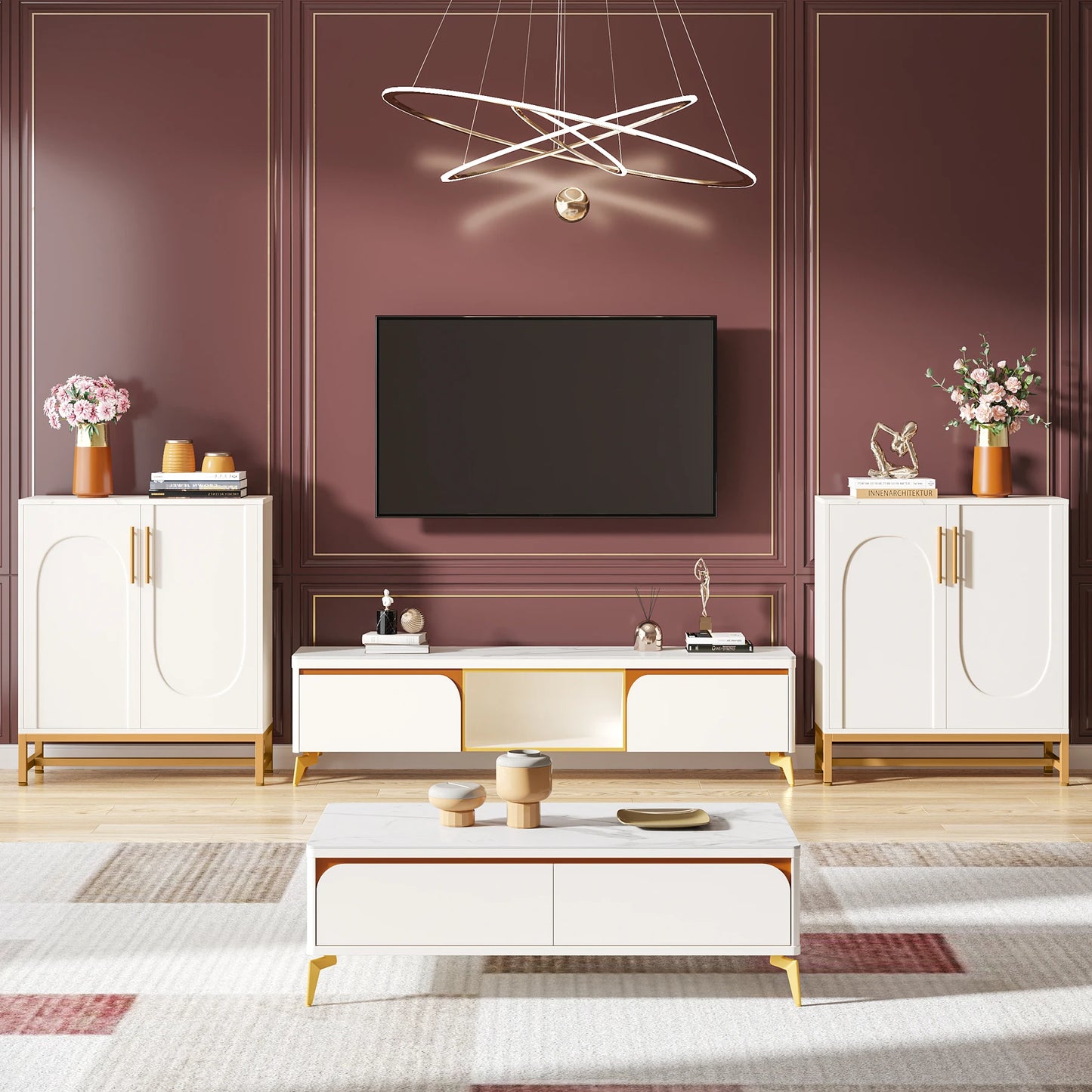 Ljustra Modern Sideboard Buffet Cabinet with 4 Doors Adjustable Shelves