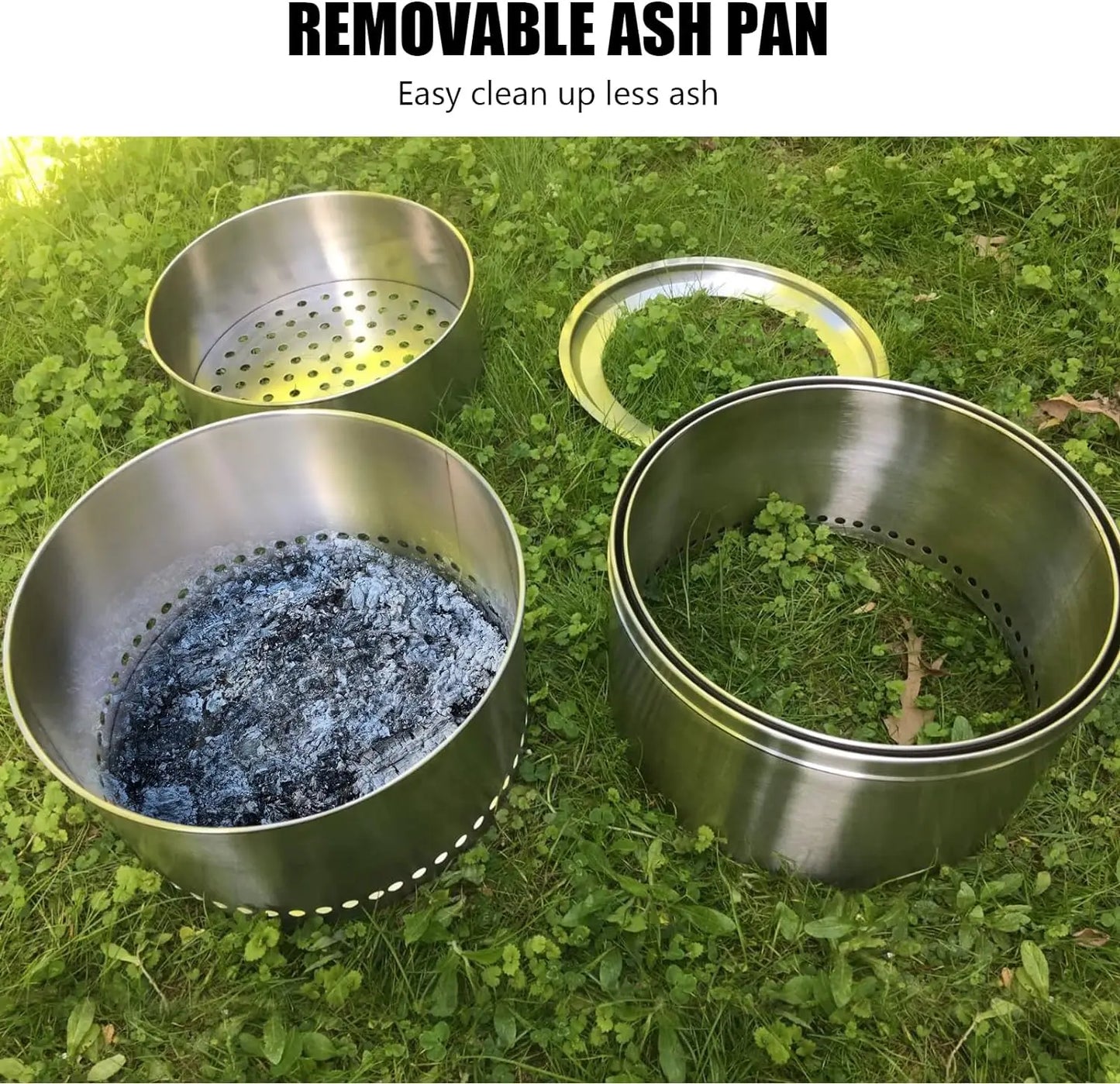 19 Inch Smokeless Fire Pit Stainless Steel Wood Burning Outdoor Fireplace