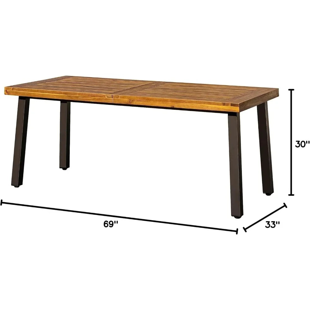 Ljustra Acacia Wood Dining Table 6-Person Indoor Outdoor Rustic Design
