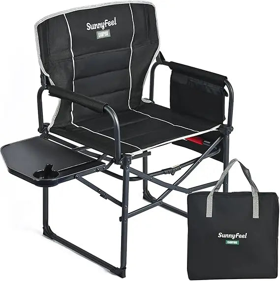 Heavy Duty Portable Folding Camping Chair with Side Table and Pocket