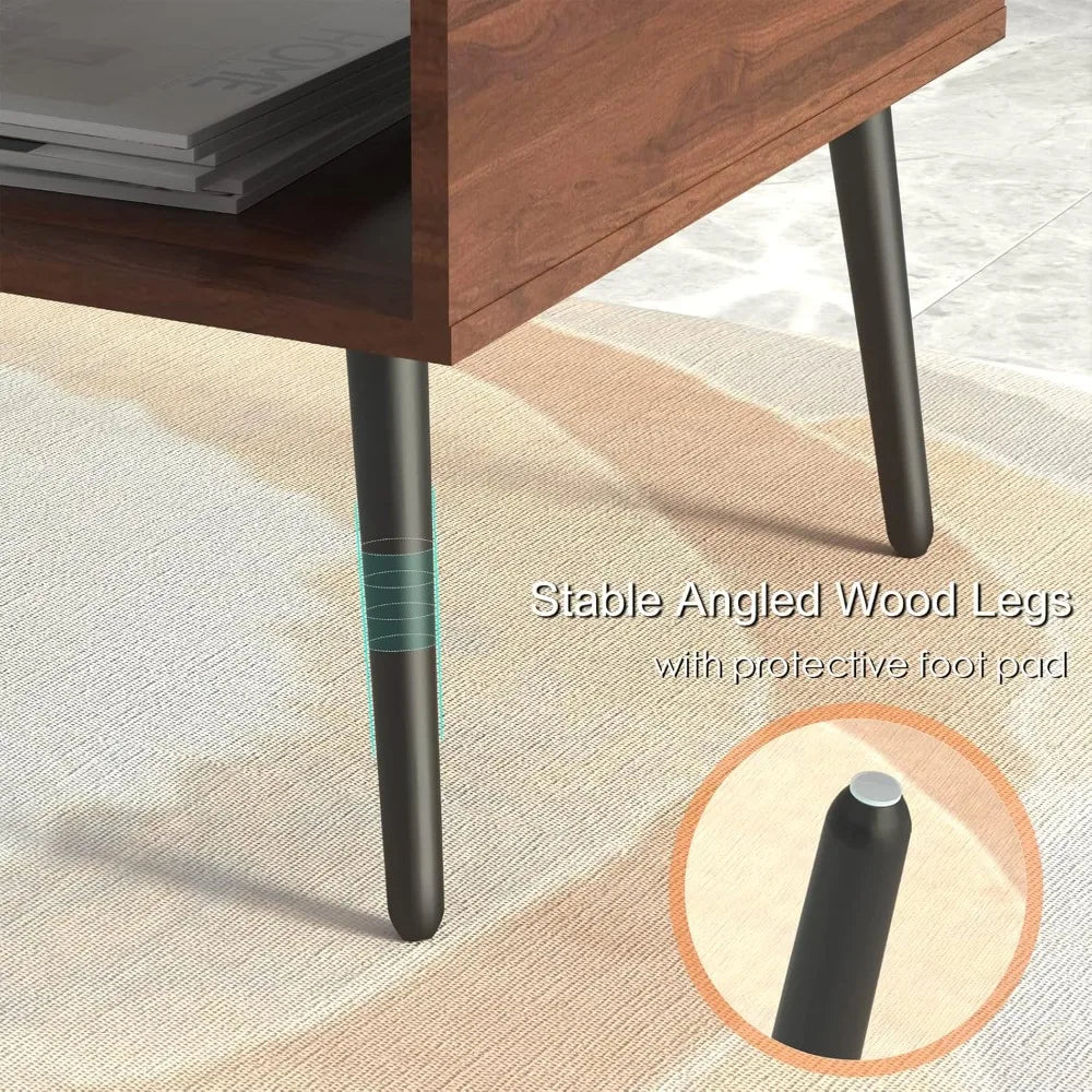 Mid Century Modern Coffee Table with Storage for Living Room