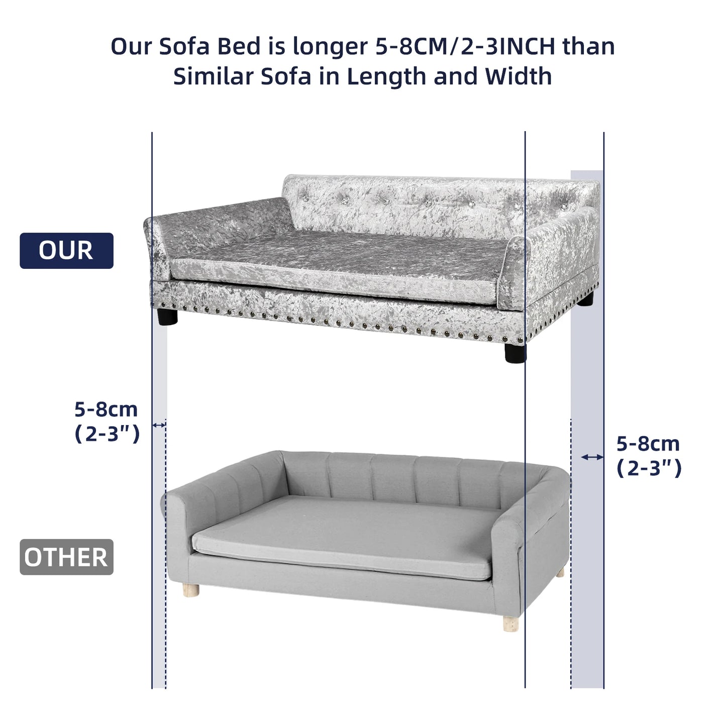 Elevated Dog Bed Sofa Mat Microfiber Leather Cover Large Pet Lounge Chair