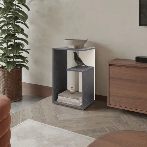 Side Table with Open Storage Compact Design for Living Room Bedroom