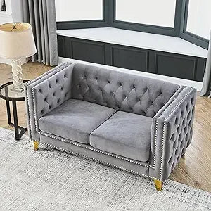 Ljustra 58" Velvet Loveseat Sofa Couch Modern Button Tufted 2 Seater