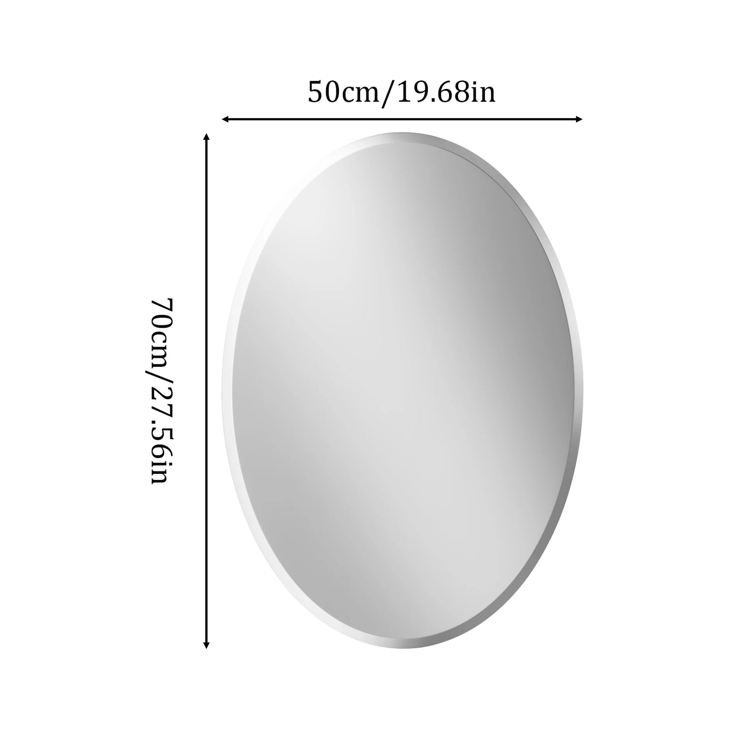 Frameless Oval Beveled Edge Bathroom Mirror for Living Room Entryway