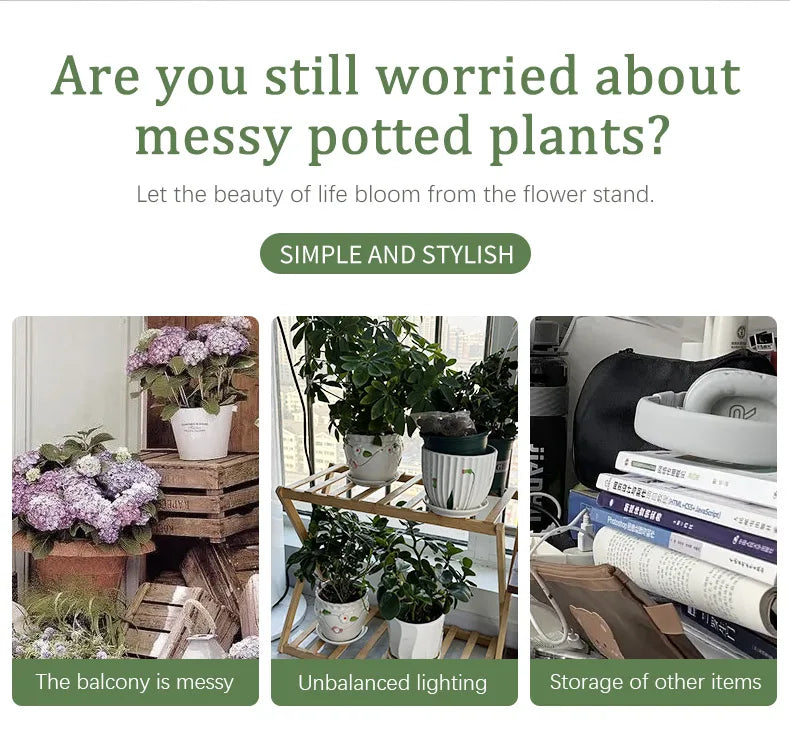 Ljustra Flower Stand Rack Metal Plant Holder Organizer for Home Garden