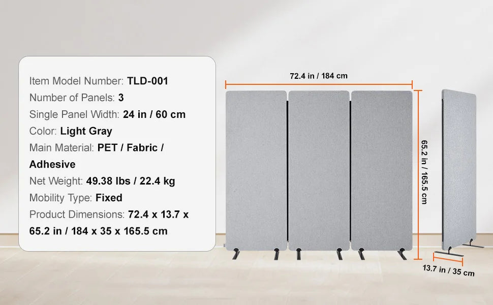 Ljustra 4 Panel Room Divider Folding Privacy Screen Freestanding Partition