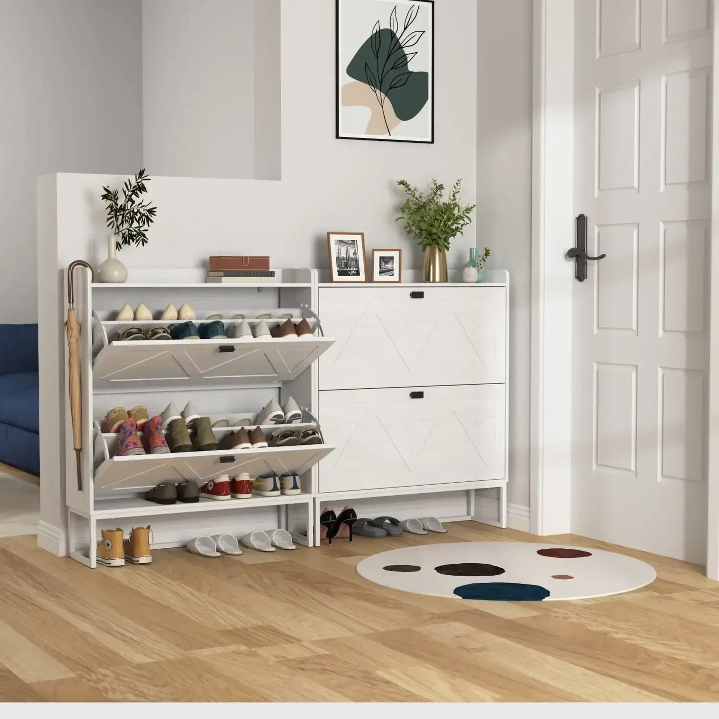 2 Tier Shoe Cabinet Storage Organizer for Entryway Hallway Living Room